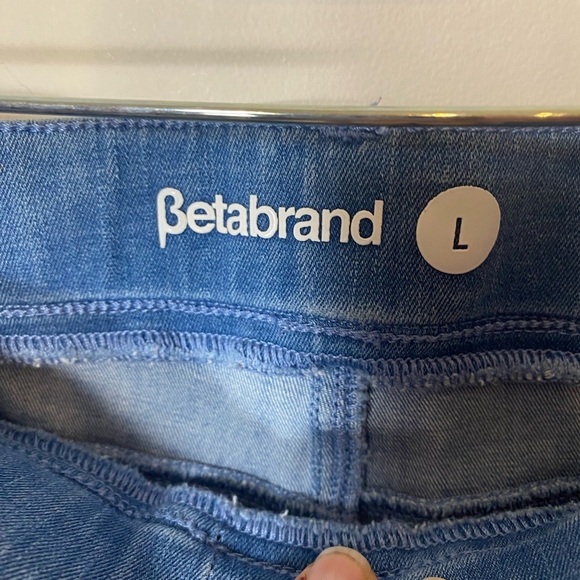 Betabrand Light Wash Distressed Pull On Stretchy Straight Jeans Size Large - Picture 5 of 12